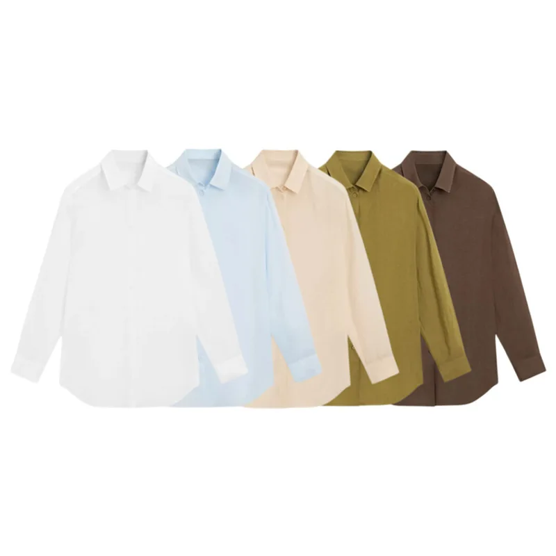 

Withered Women's 2026 Summer Commuting Daily Versatile Solid Color Long Sleeved Shirt Blouses Women's Clothes Shirts Tops