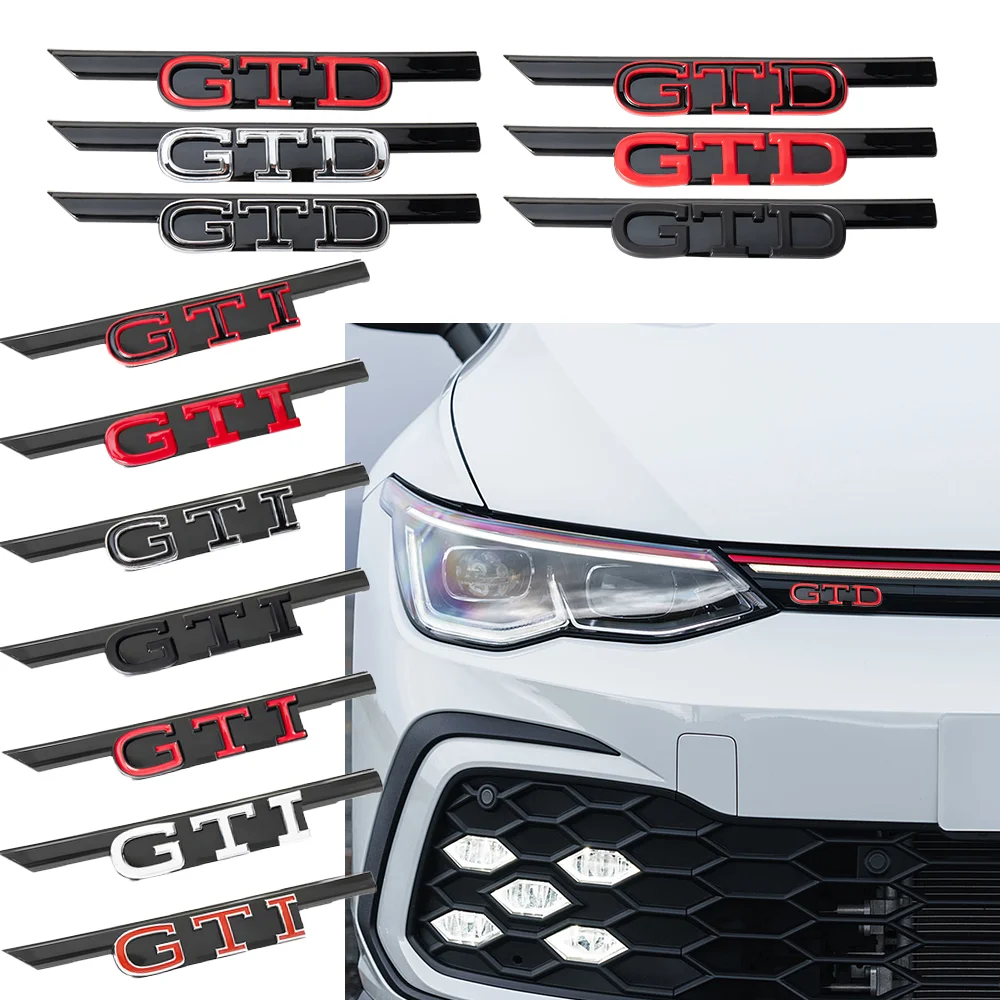 3D ABS Car GTD GTI Badge Front Grille Letters Emblem Decoration Modification Replacement Accessorie for Volkswagen VW Golf 8 MK8