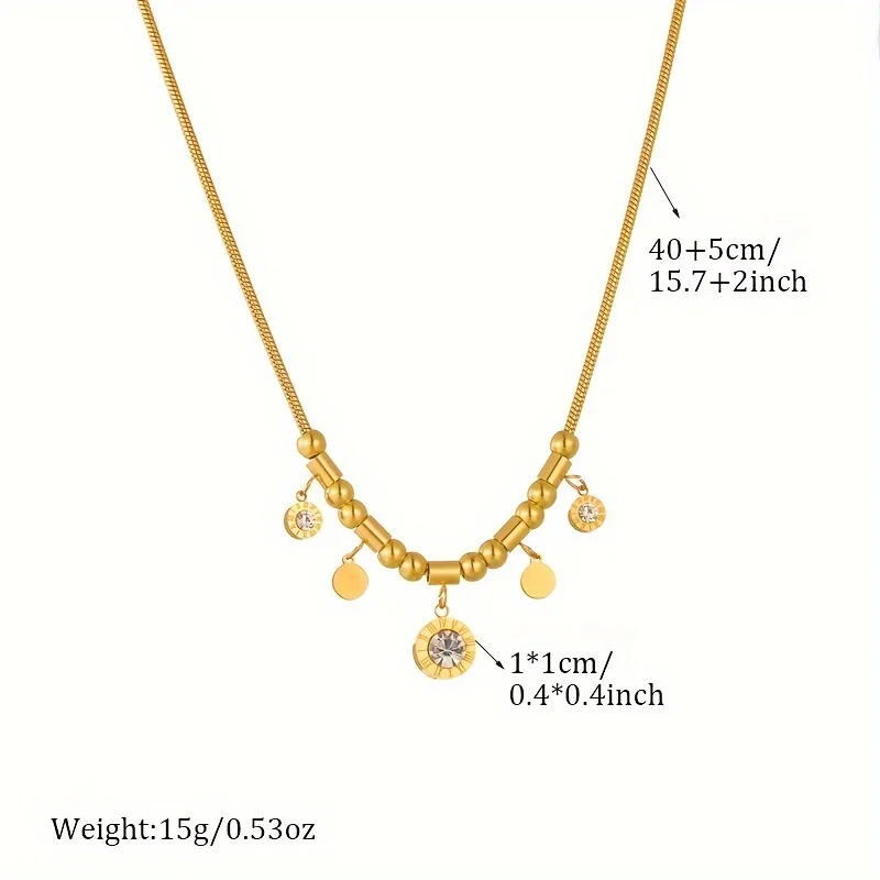 DIEYURO 316L Stainless Steel Roman Numerals White Zircon Charm Necklace Bracelets For Women New Trend Non-fading Jewelry Set