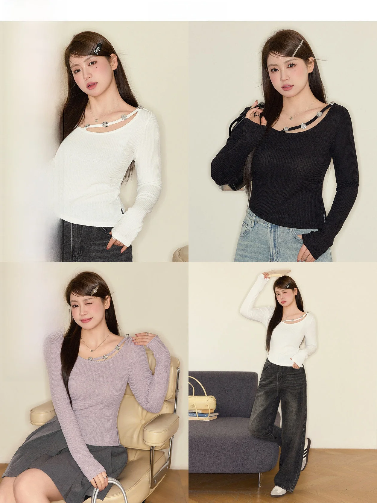 

Футболка больших размеров JULULOOK, круглая, облегающая, с цветочной вышивкой, весенняя, для поездок на работу, из полиэстера, спандекса, смесь Long Sve