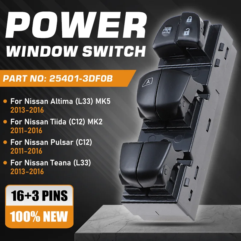 

Auto Master Power Window Switch Lifter For Nissan Altima Nissan Teana 2013-2016 Nissan Pulsar Nissan Tiida 2011-2016 25401-3DF0B