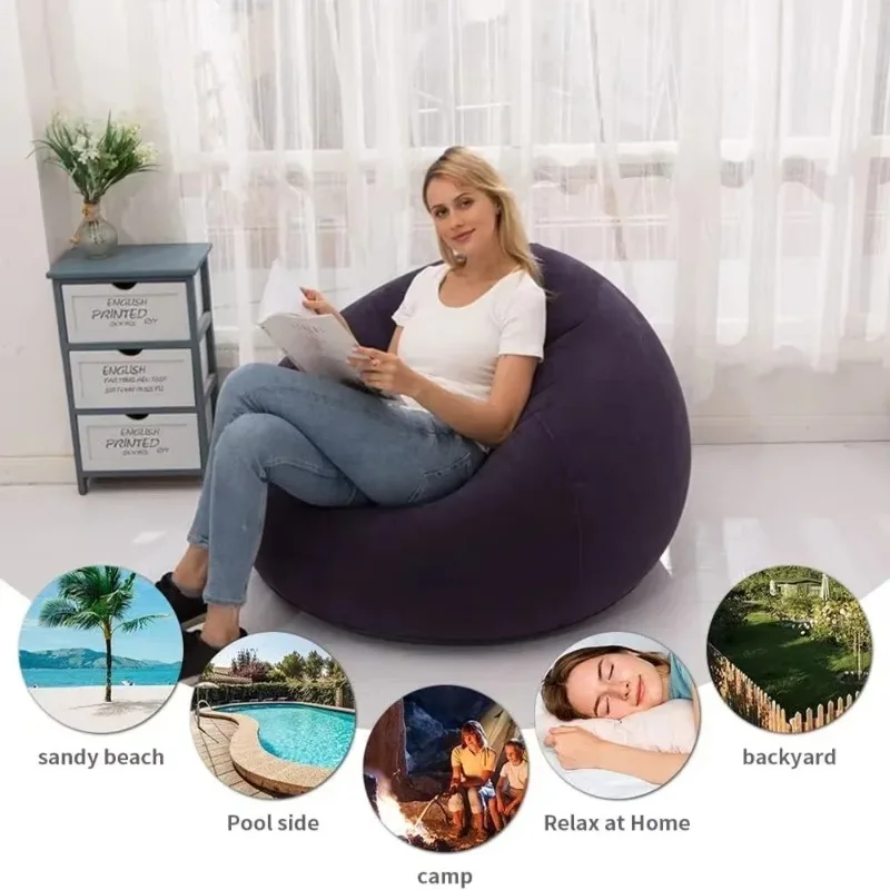 Inflatable Sofa With Plush Spherical Solid Color In Stock Suitable For Lazy Adults Air Pump Inflatable Seatings Sofa Furniture