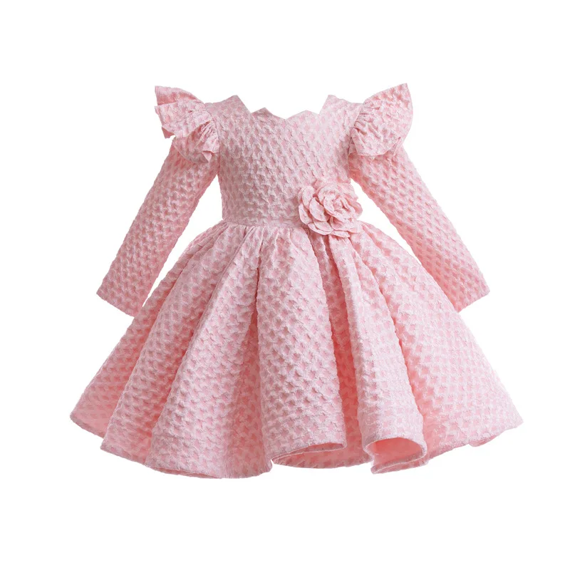 

Girls Long Sleeve Flower Princess Dress For Children Wedding Party Birthday Ceremony Performance Prom Gown