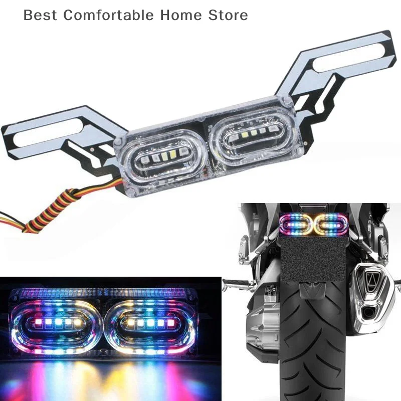 

Dynamic LED Strobe Brake Stop Lamp for Motorcycles, RGB Colorful Flashing License Plate and Tail Light
