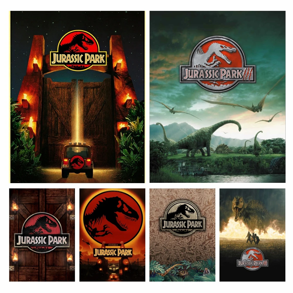 Peinture Diamant 5D Classique : Mosaïque Jurassic Park, Poster Dinosaure, Kit DIY Broderie Croix en Strass, Décoration Maison, Artisanat