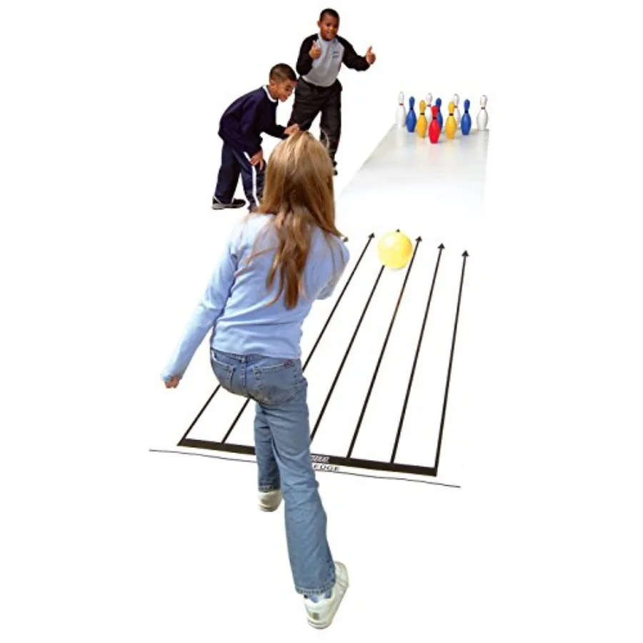 

Indoor bowling lane for physical education: durable plastic construction, blue color, non-slip surface and portable design for