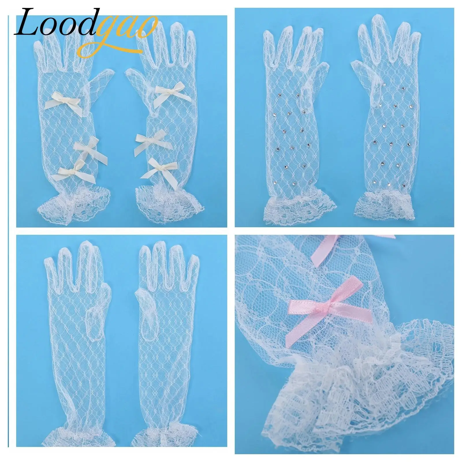 Children Princess Gloves for Girls Festival Elegant Lace Long Gloves Roleplay Costume Theme Party Accessory Performance Mittens