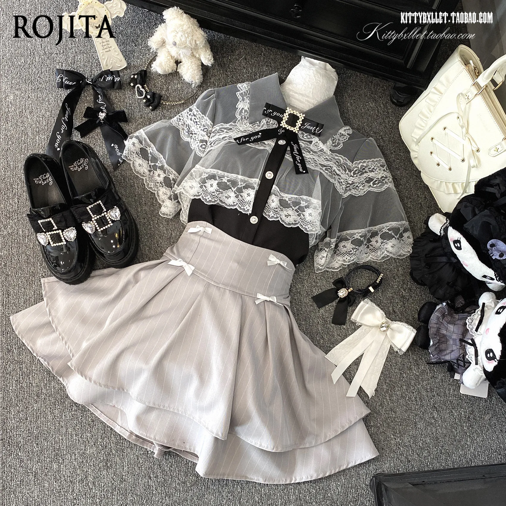 Sweet Striped Mini Skirt Women High Waist Double Layer Ruffle Short Skirt with Bow Decor Lolita Casual Bottoms