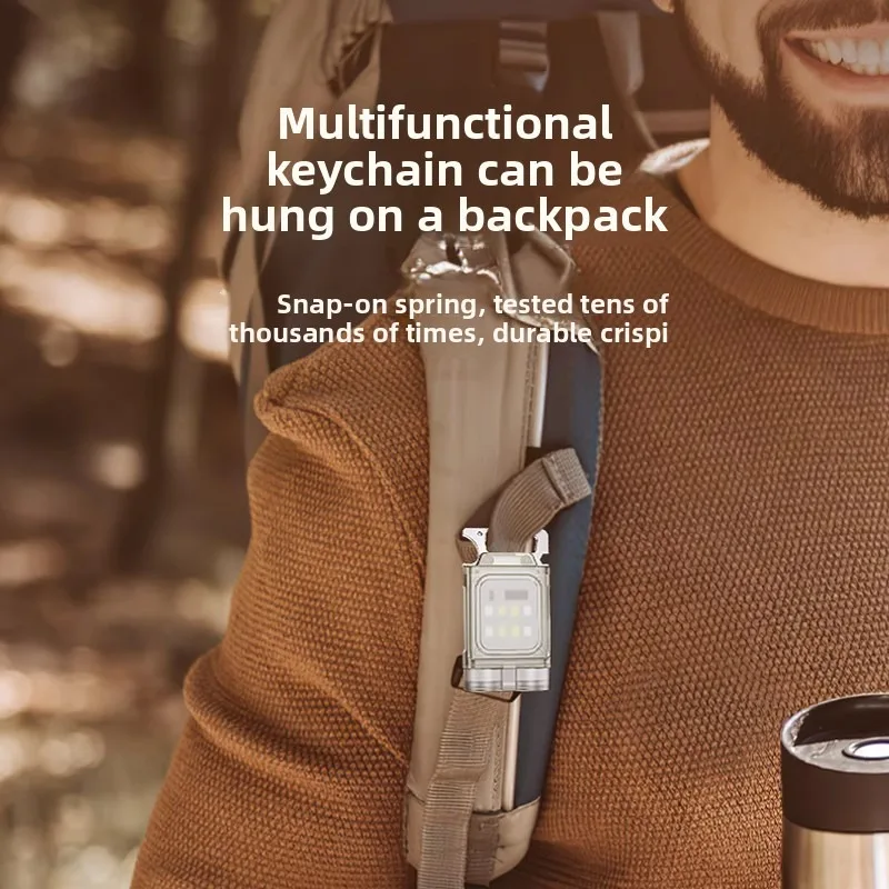 Senter Gantungan Kunci LED Isi Ulang - Pembuka Botol Magnetik Super Terang, Lampu Fluoresen Klip Topi Dua Cahaya