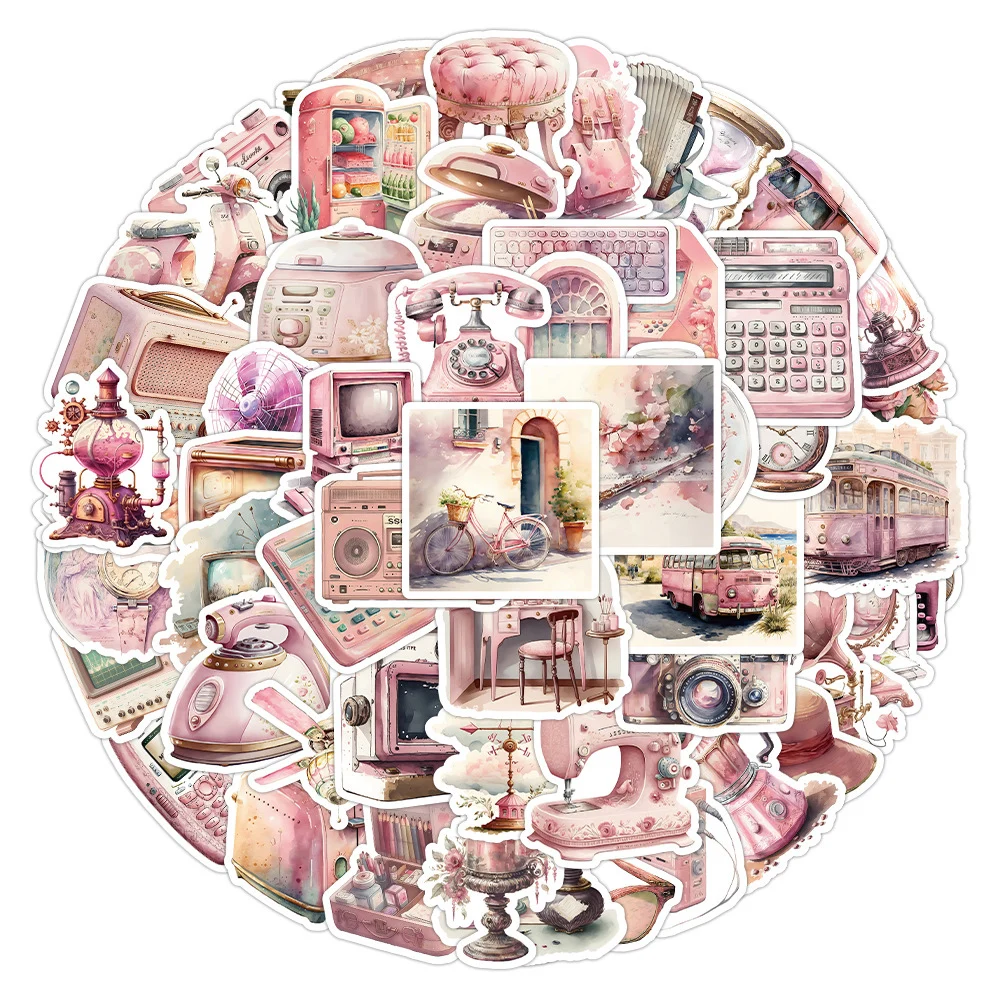 10/30/63pcs Vintage Cute Vsco Pink Aesthetic Stickers Kawaii Decals DIY Laptop Suitcase Phone Decoration Sticker for Girls Kids