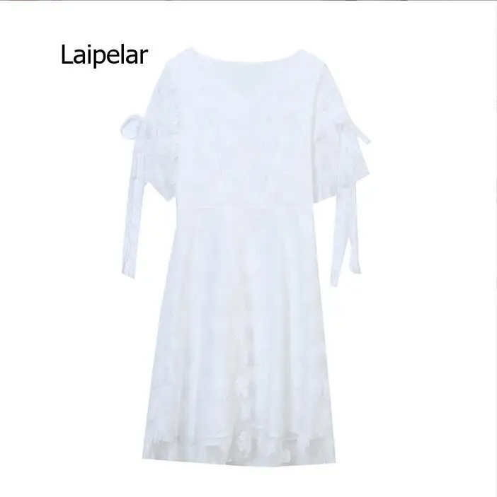 

Women Ruffle Short Sleeve Dress Double Layer Solid Color Dot V-neck Casual Summer A-line Chiffon Dress for Party