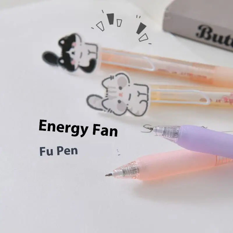 1/4Pcs Cute Wagging Tail Cat Gel Pen Cartoon Automatic Pen Black Kawaii Neutral Pen Study Stationery School Supplies Gifts