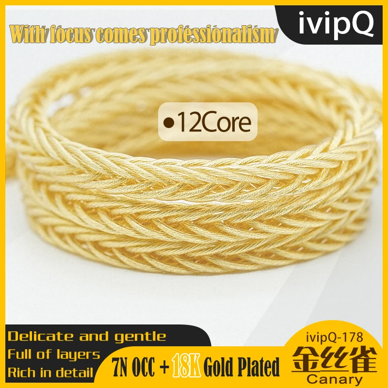 ivipQ-178 كناري HiFi الصوت سماعة كابل 7N OCC 18K مطلية بالذهب استبدال سلك 2Pin MMCX 3.5/4.4 مللي متر ل Davinci Cantor ORIGIN Que