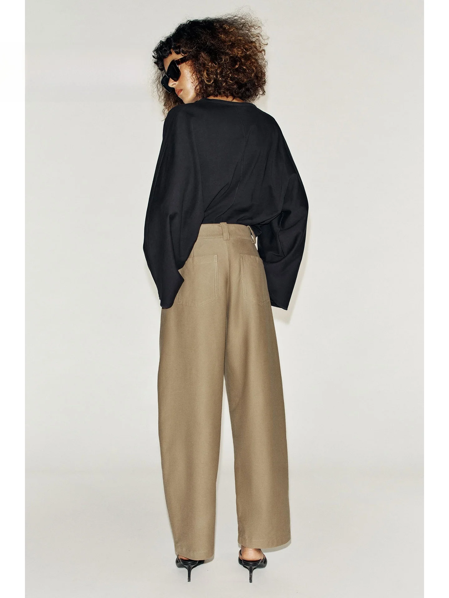 Casual Cargo Pants Women's Autumn Commute Pure Color mid Waist 3D Tailoring Draping Long Pants Bucket Leg Casual Trousers