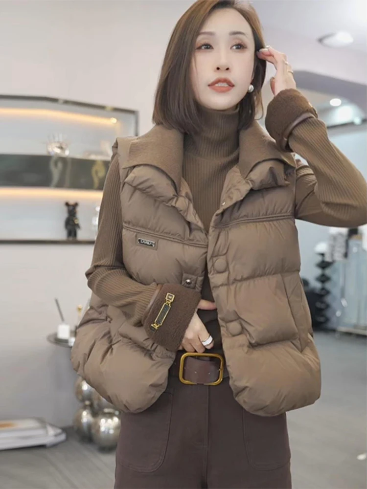 

Ретро-модный утепленный жилет из хлопка для женщин, безрукавка, осенне-зимняя новинка, для узкого круга аудитории, с воротником, для повседневной носки