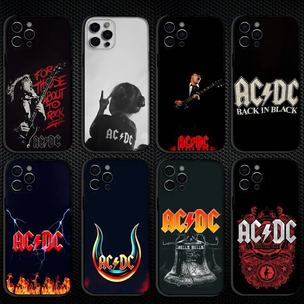 

Fashion A-AC-DC Phone Case For iPhone 16,15,14,13,12,11 Plus,Pro Max, Others Soft Black Cover