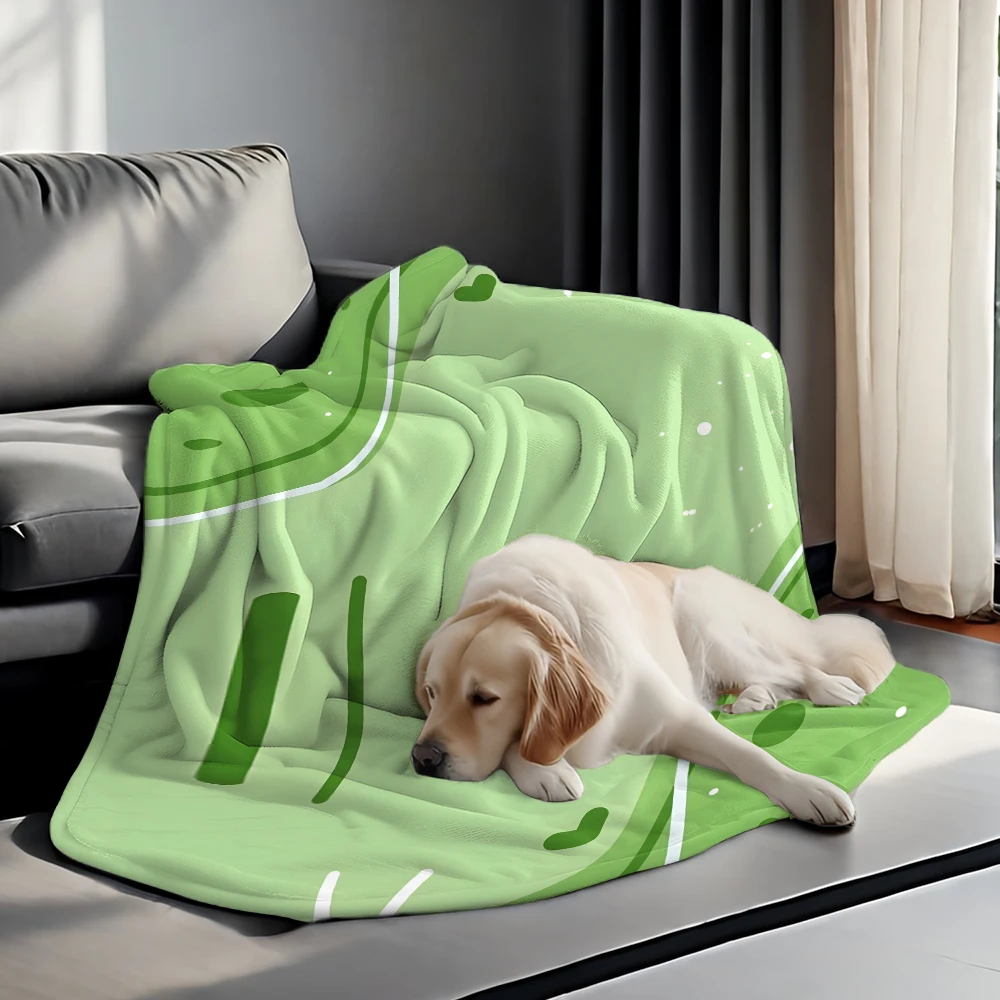 Green Abstract Layers Dots Flannel Blanket Soft Cozy Throw Blanket for Bed Sofa Couch Fuzzy Plush Bed Cover