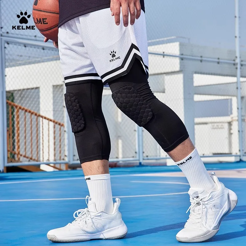 Kelme Men Basketball Tights Split Fitness Pants Sports Fitness Knitted Training Pants Outdoor Running High Elasticity Underwear