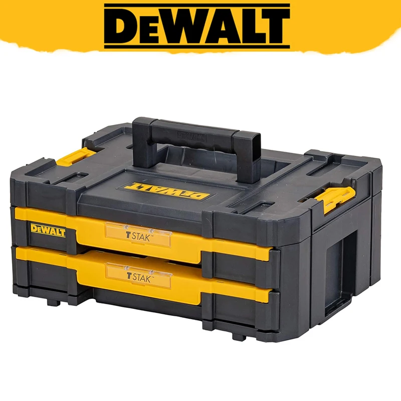 DEWALT DWST1-70706 T-STAK III Tool Storage Box Double Shallow Drawers Stackable Portable High-Capacity Hardware Accessories Tool