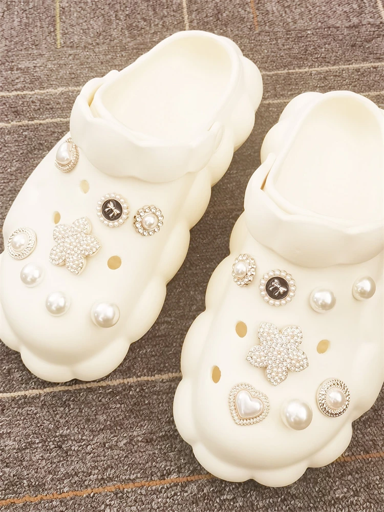 16PCS Luxury Beads Shoe Charms ABS Bling Buckles Decoration DIY Rhinestone Jewelry Clog Pins Accessories Fit Women Sandals Gifts image 2