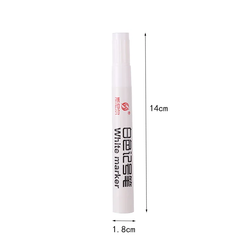 Permanent Oily White Marker Pen 3.0mm DIY Writing Drawing Graffiti Stationery Wrting School Supplies Waterproof White Gel Pens