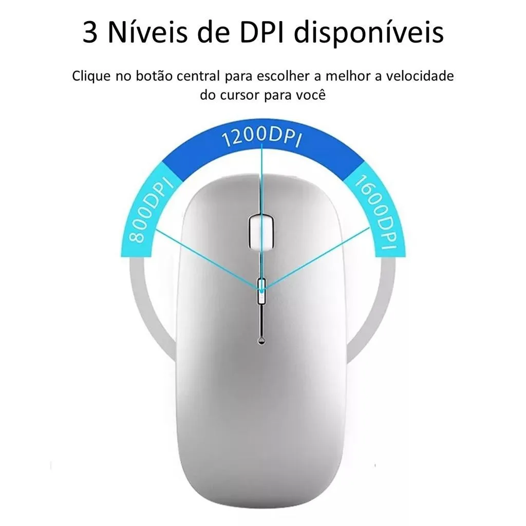 Mouse Óptico Sem Fio com Iluminação RGB Recarregável Design Confortável para Destros e Canhotos Alta Precisão Multifuncional