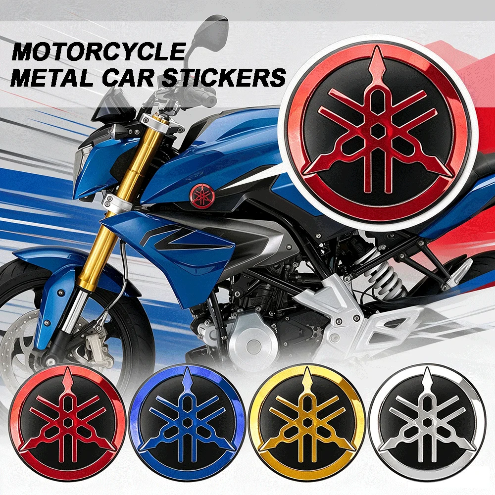 Motorbike 3D Metal Round Badge Stickers, 2Pcs 50mm Self Adhesive Car Emblem Decals for Motorcycle Body Fuel Tank Decoration