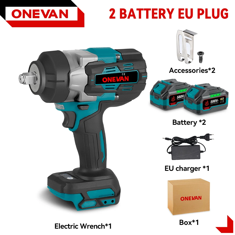 ONEVAN 2800N.M Borstelloze Elektrische Slagmoersleutel 1/2 inch Accuschroevendraaier Moersleutel Power Tools Voor Makita 18V Batterij Pin
