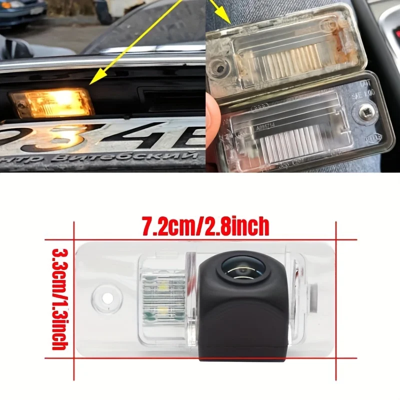 Car Rear View Backup Camera, HD License Plate Light Replacement for Audi A3 A4 A6 A8 Q7 S4 RS4 RS6 S6 S8 (2001-2012 Models)