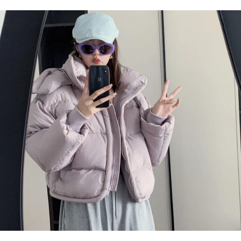 レディース フード付きダウンジャケット 2025 秋冬新作 ショート丈 厚手 カジュアル おしゃれ 多用途 アウター