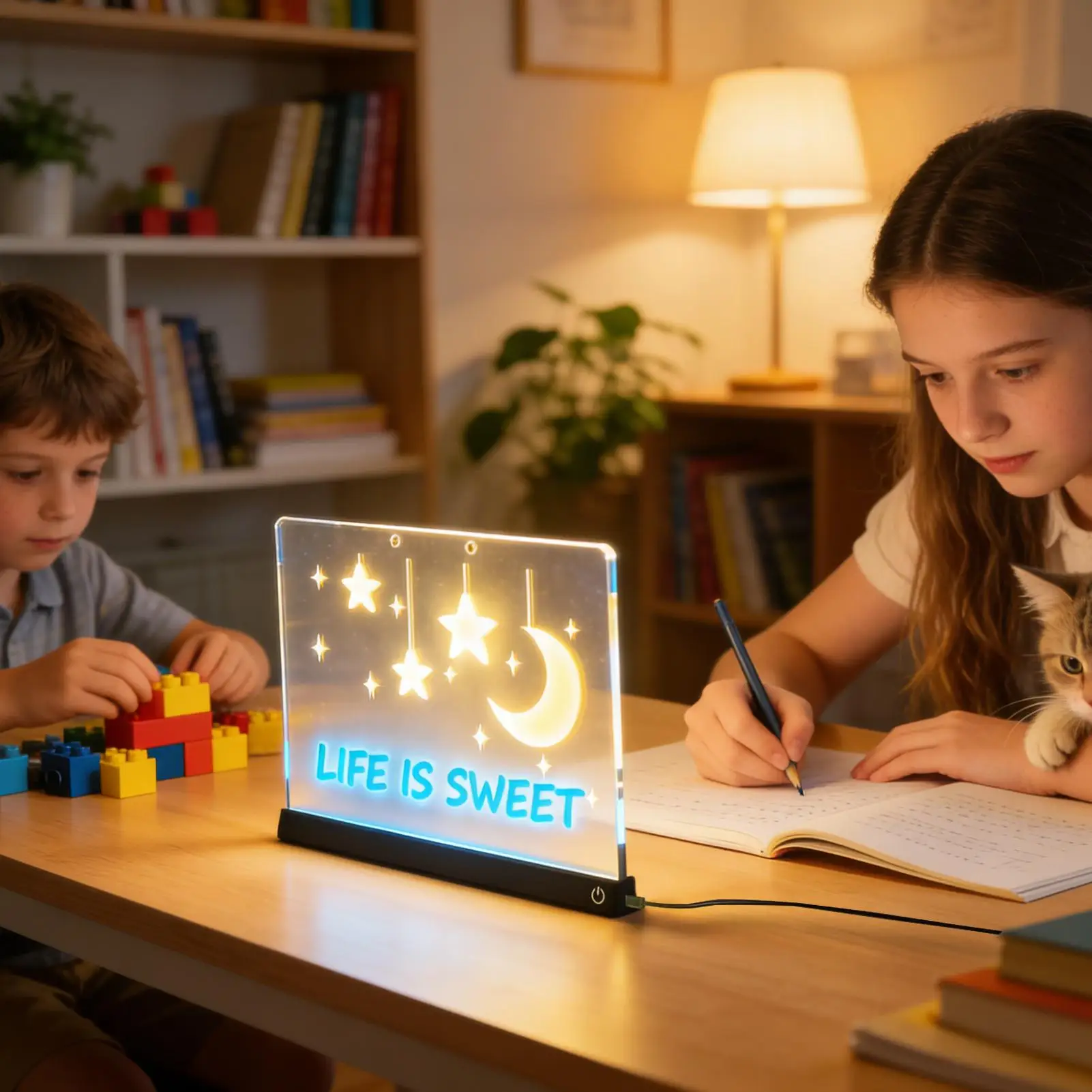 Prancheta de desenho led para crianças portátil brilho ajustável tablet 12 cores caneta led placa de mensagem para crianças menino menina escola