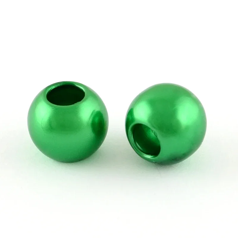 50pc ABS Plastic Imitation Pearl European Beads Large Hole Rondelle Beads Green 11.5~12x10mm Hole: 5mm
