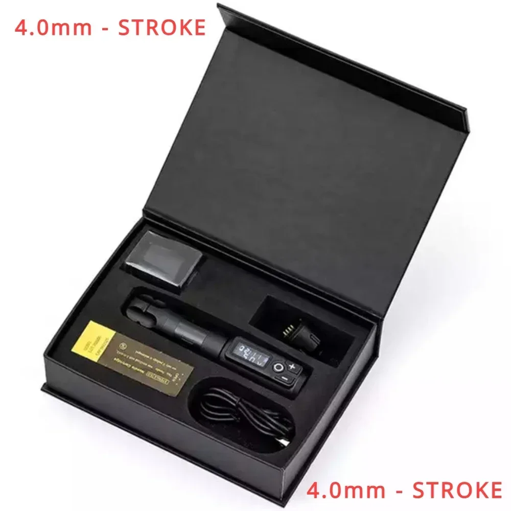 4.0mm-stroke Ambition Soldier Strong Motor Professional Wireless Tattoo Machine Pen Set Kit for Artists Body Art 2400mAh