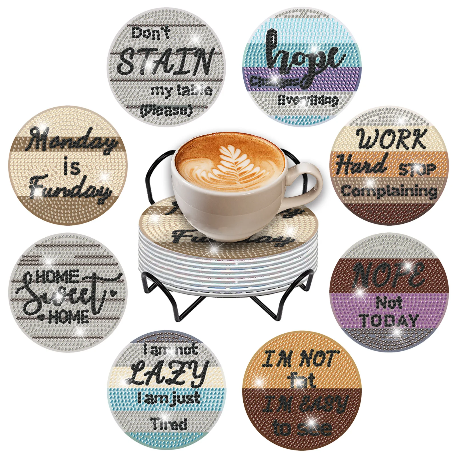 New Seabed World DIY Diamond Painting Coaster Round Full Drill Wooden Coffee Cup Heat Insulation Pad Home Decoration