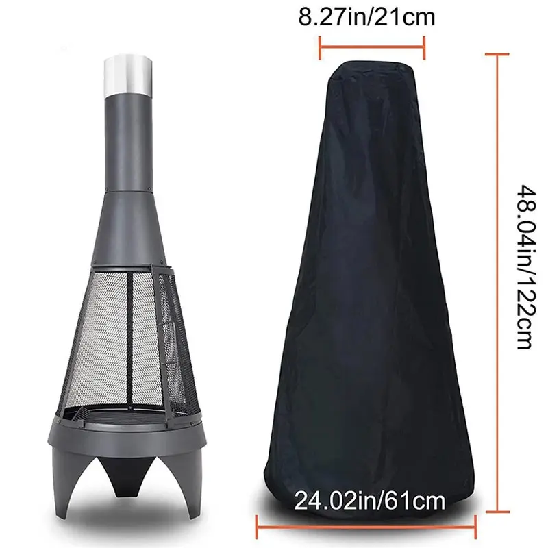 Waterproof Pit Stove Cover Heavy-duty 210D Protective Outdoor  Fireplace Cover,Frost-proof Winter,Summer Sunproof Stove Cover