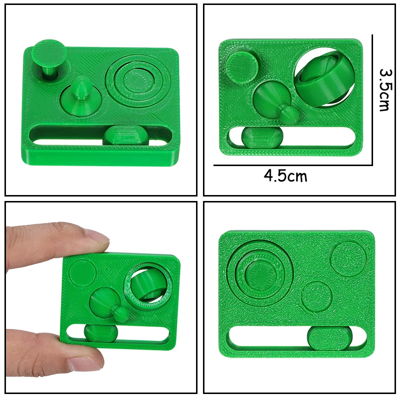 3D Printed 4in1 Finger Fidget Toy Slide, Rotate, Poke, Multi-function Toys 3.5*4.5cm