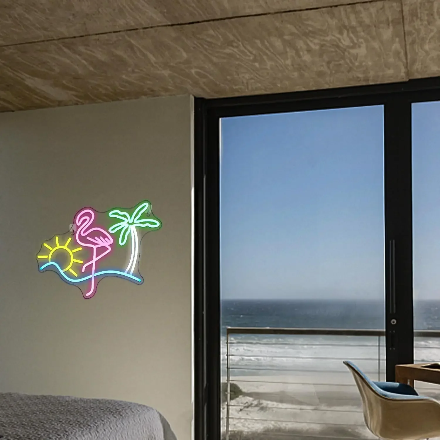 Фламинго Солнце Пальма Неоновые Вывески Светодиодный Неоновый Свет Вывеска Неоновые Вывески Настенный Декор для Игровой Комнаты Спальни Домашний Бар Гостиная