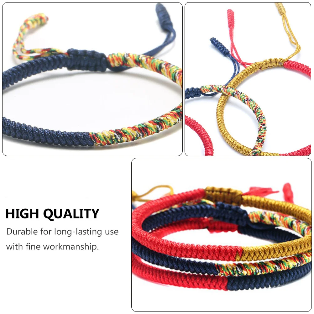 

3Pcs Colorful Rope Bracelets Ethnic Style Hand-Woven Creative Accessories Fashionable Elegant Adjustable Women Jewelry Travel