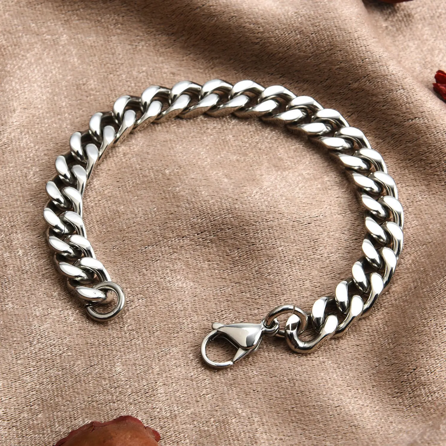 HNSP Stainless Steel Cuban Chain Bracelet For Men Punk Hand Chain Male Jewelry Accessories 8mm-14mm Wide