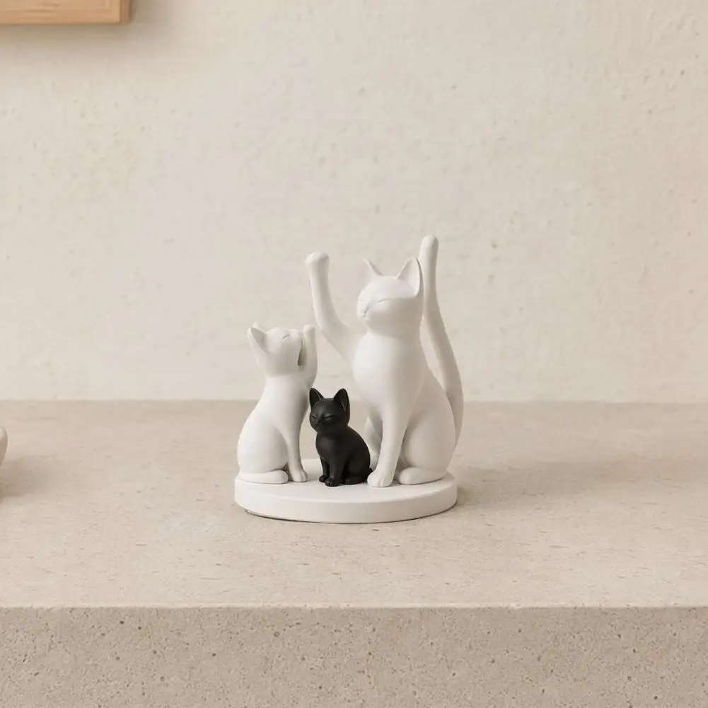 Tabletop Ornament Stable Structure Figurine Cute Cat Family Figurine Sculpture 3d Printed Kitten Ornament Modern for Cat