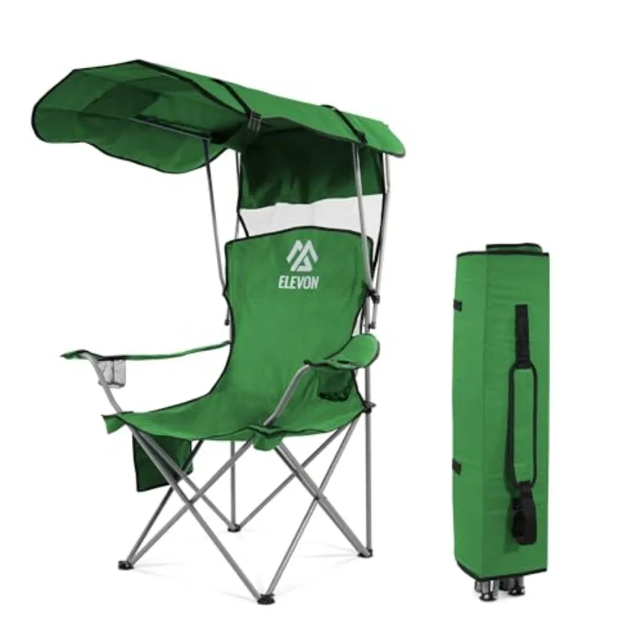 

Camping Chair Oversized Folding Chair with Canopy Portable Outdoor Chair with Arms Cup Holder and Carry Bag for Camping Fishing