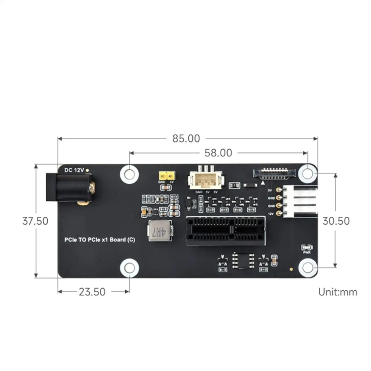 For 5 PCIe FFC Connector to Standard PCIe X1 Slot (C) Expansion Board for 5