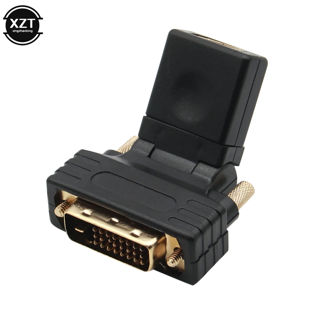 Kompatybilny z HDMI do adaptera DVI 24 + 1 Pin 360 stopni obrotowy konwerter HD 4K 1080P kobiecy męski do komputera projektor telewizyjny