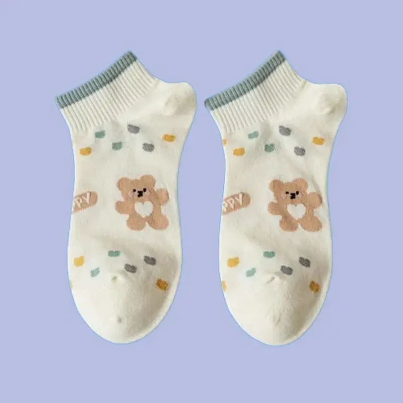 Calcetines Bajos de algodón con dibujos animados para mujer, medias finas de estilo japonés, primavera y verano, 5/10 pares