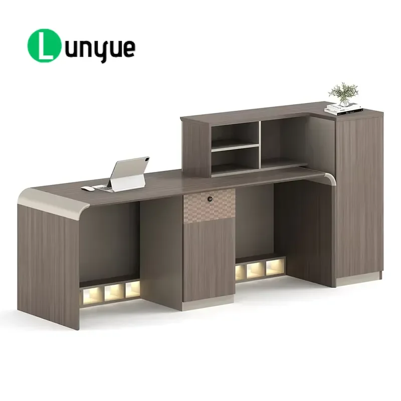 Wooden Office Reception Desk Front Counter Table for Hotel Nail Business Modern Design Sturdy Furniture