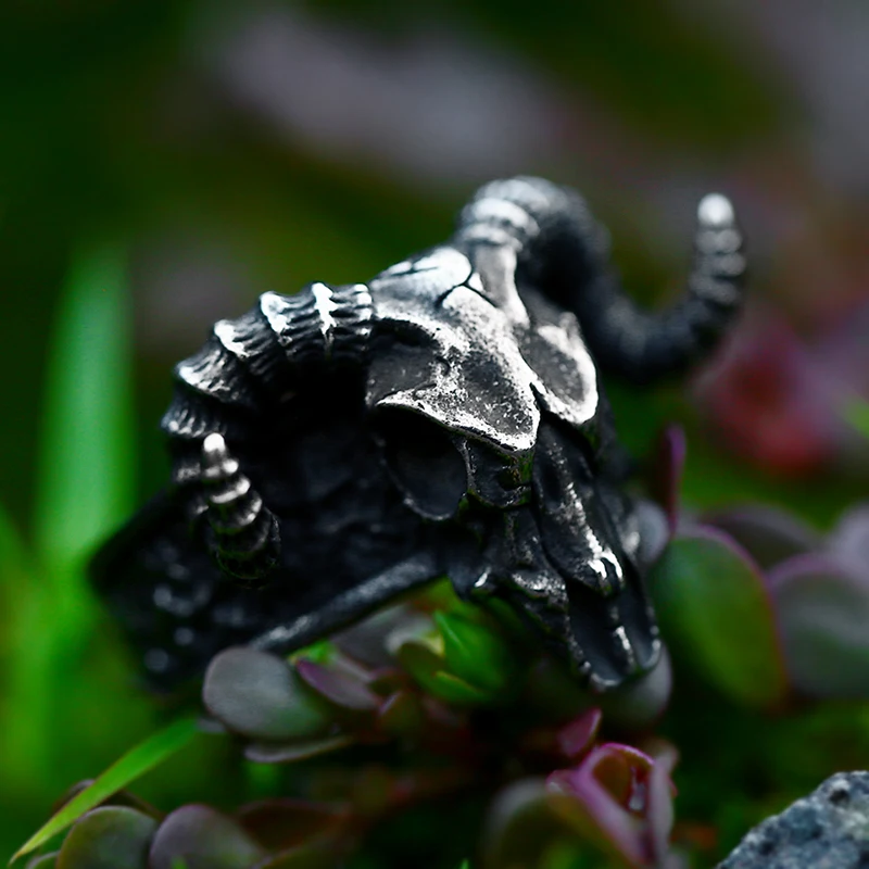 china 2022 new arrival Goat Skull Ring Jewelry Stainless Steel Mens Ring punk ring supplier