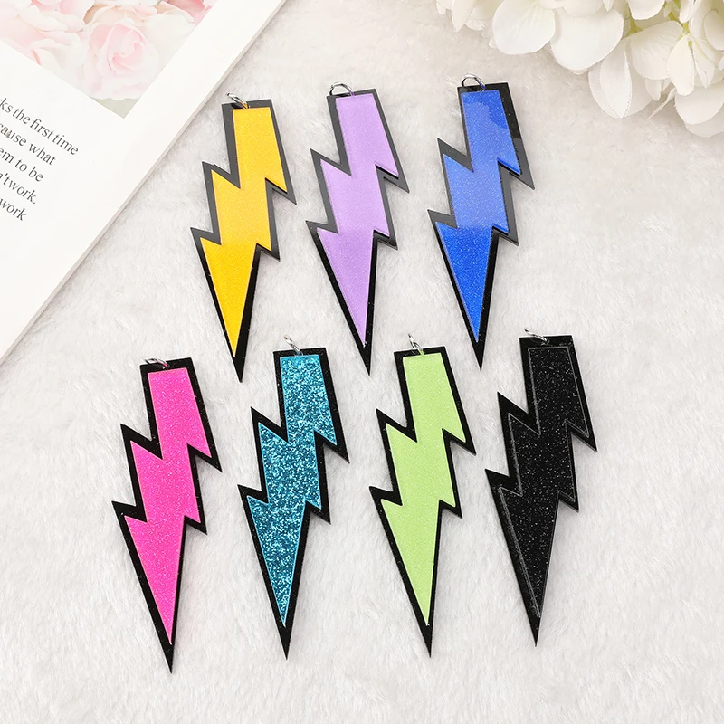 8Pcs Lightning Charms creativo acrilico colorato risultati dei gioielli Cosplay per orecchini portachiavi collana fai da te