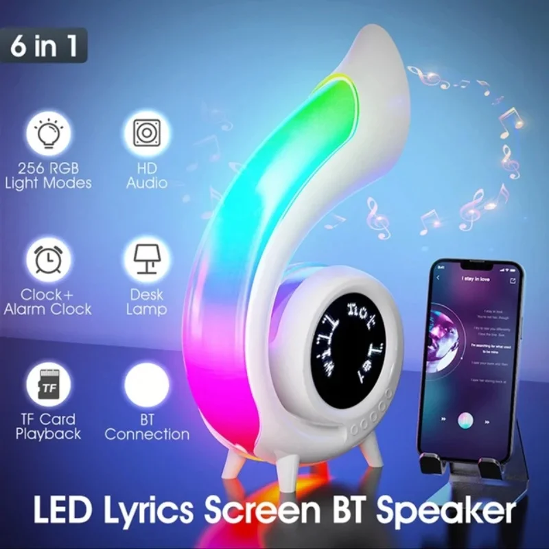 Bluetooth HD Audio Lantern Creative Desktop Light Speaker,Abyss Lamp,256 RGB Lighting Modes and Alarm Clock,support TF Card