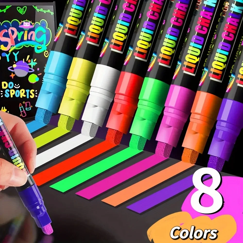 

8-цветный стираемый флуоресцентный маркер для белой доски для светодиодной рекламы, офисного обучения, привлекательного граффити, легко стирается, не стирается