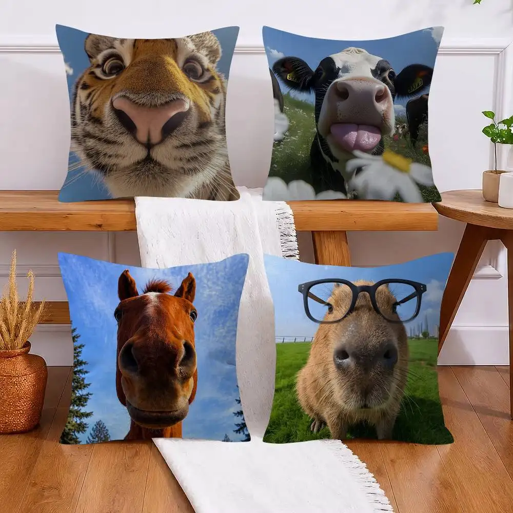 Abstract Animals fun cute   Cushion Cover Car Throw Pillow Case For Sofa Car Christmas Gift